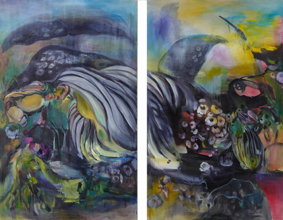 Whale and Barnacle month 240x150 each oil on linen 2012